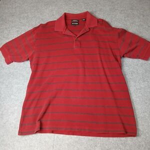 Bolle Golf Polo Shirt Mens Large Red Striped 60s Two Ply Mercerized Cotton Short